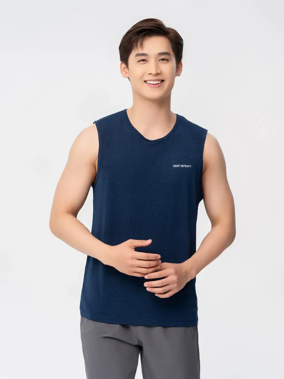 T-shirt Thể Thao Nam In 2 Kẻ Lưng - Xanh tím than - M