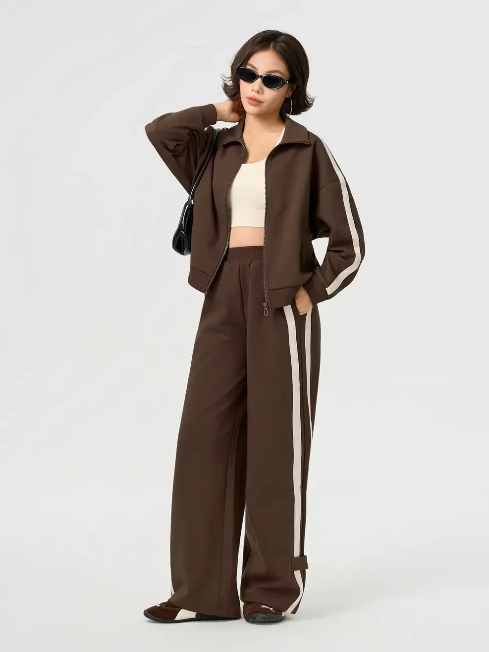 Bộ Đồ Nữ Áo Khoác Phối Màu - NÂU 147 - S