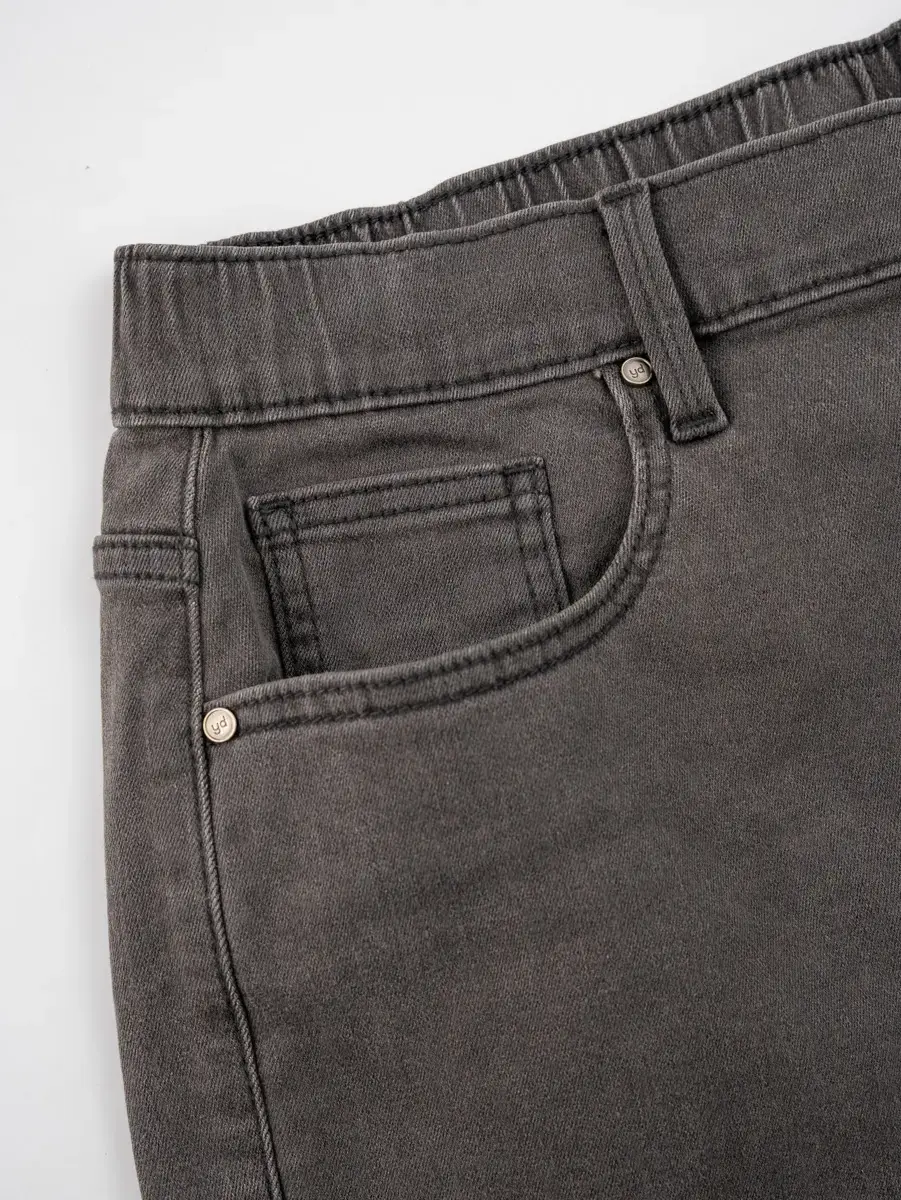 Quần Short Jeans Nam Regular Cạp Chun - Đen Khói - 28