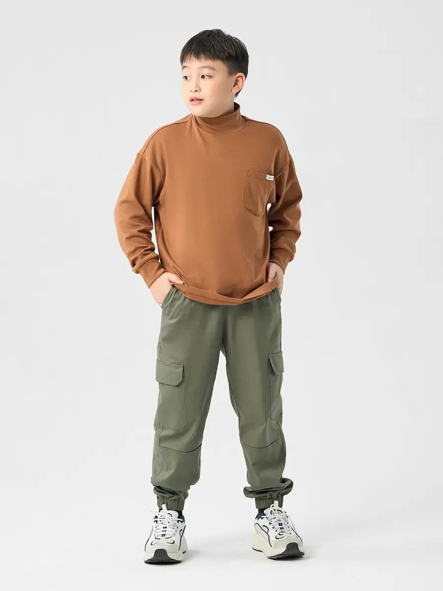 Quần Dài Trẻ Em Kaki Can Ống - Rêu - 14