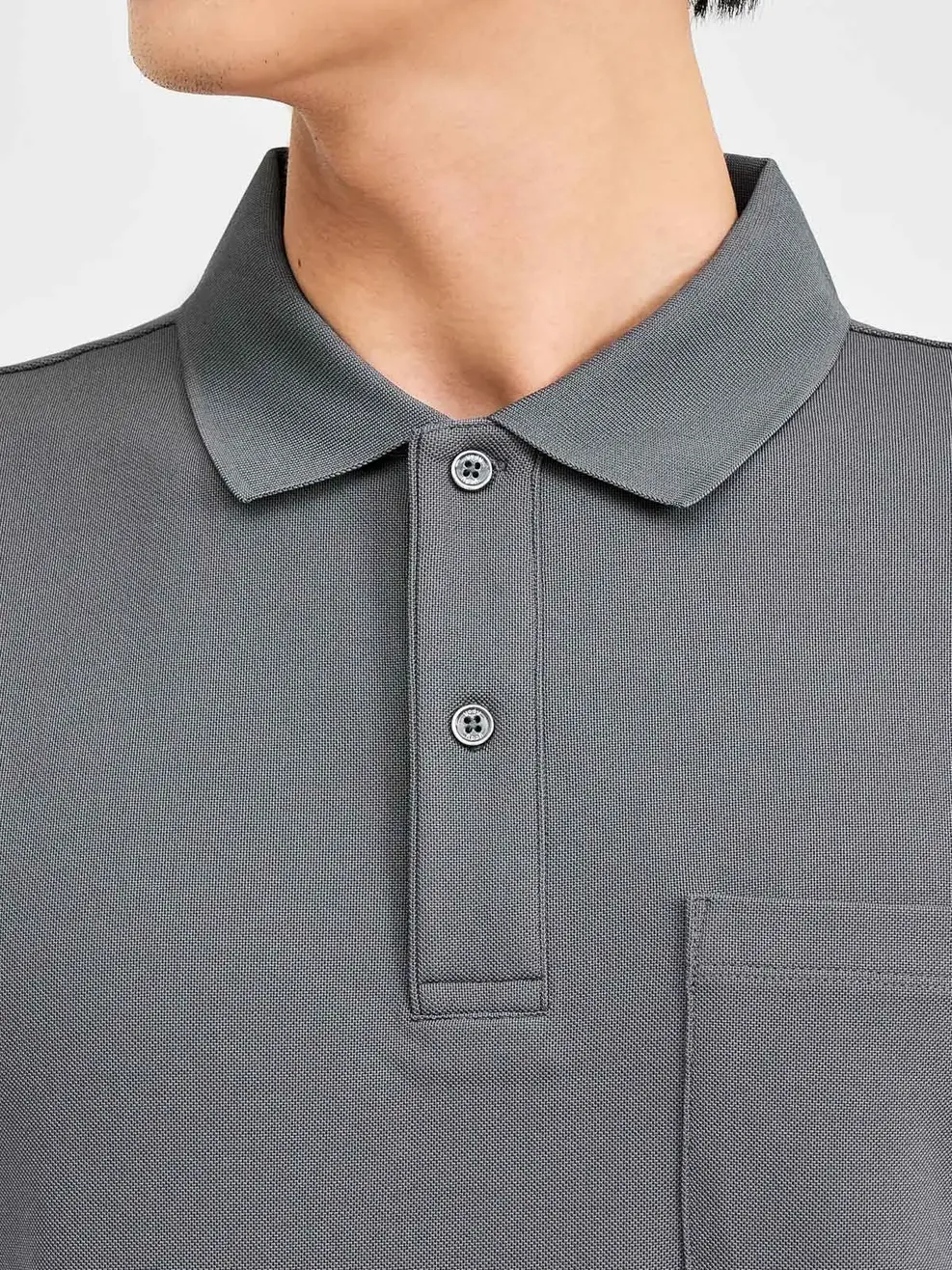 Polo Nam Cafe Tổ Ong Nẹp To - Ghi - M