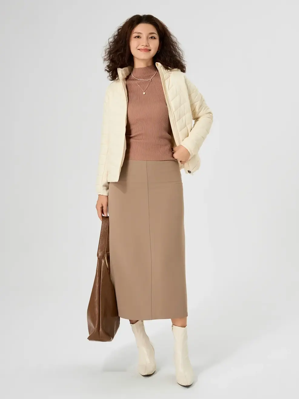 Áo Phao Nữ Phối Nỉ Pro - Be - S