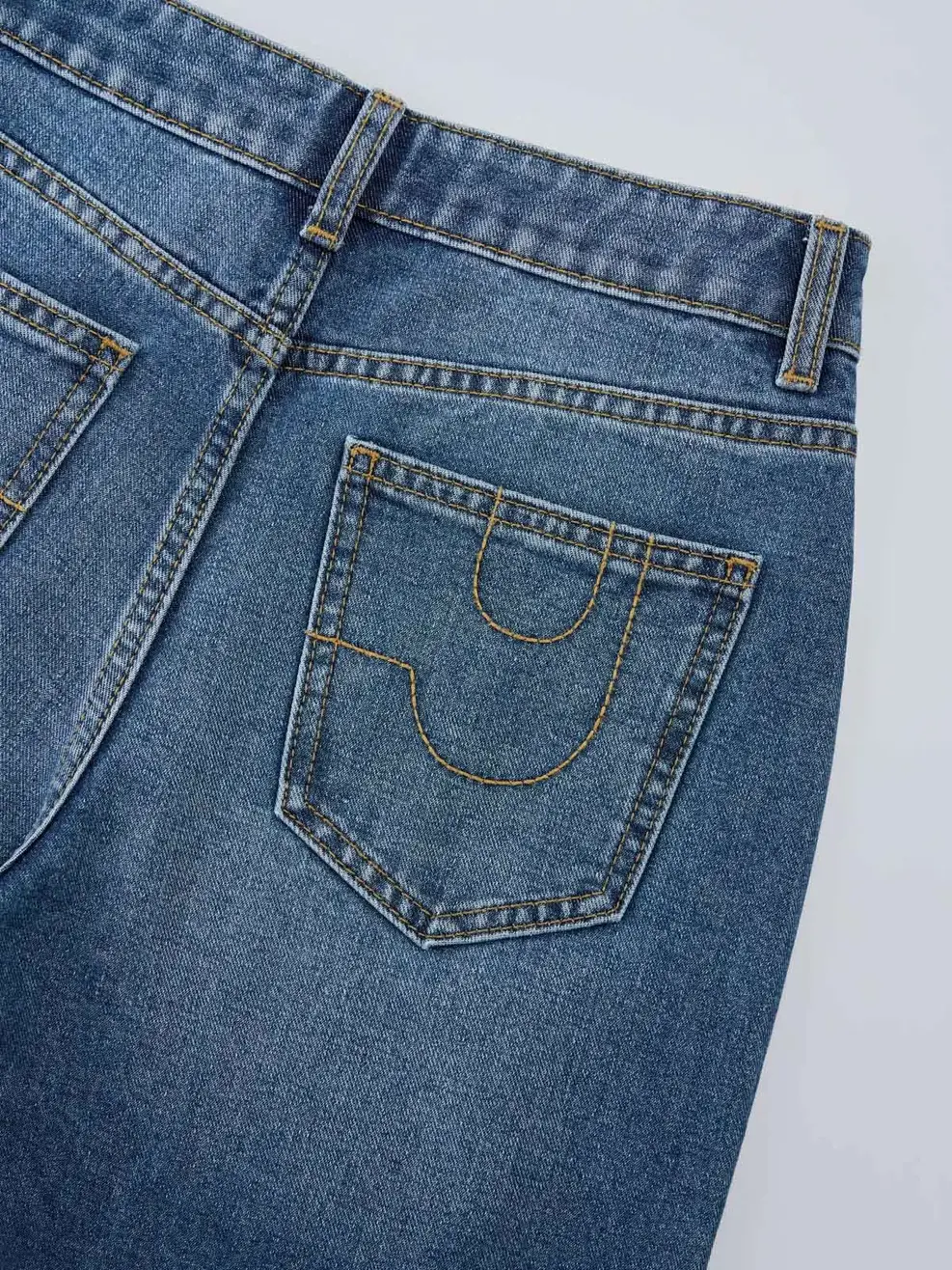 Quần Jeans Wide Leg Đường Can Chéo - Màu chàm 001 - 26