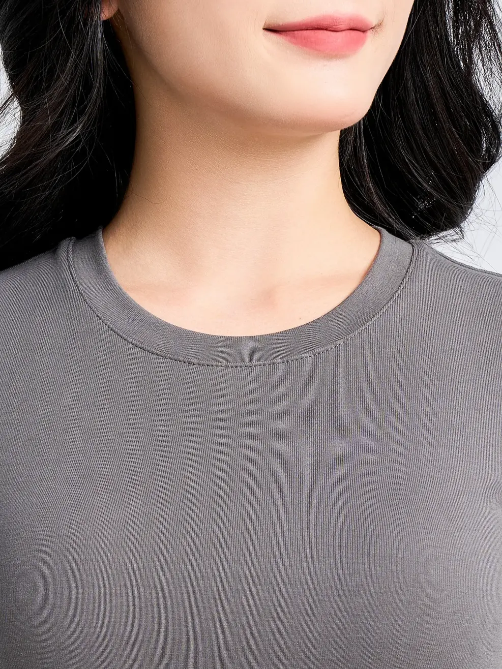 Áo Phông Nữ Slimfit Thun Rib Coton Mềm (TSN7275) - Than chì 007 - S