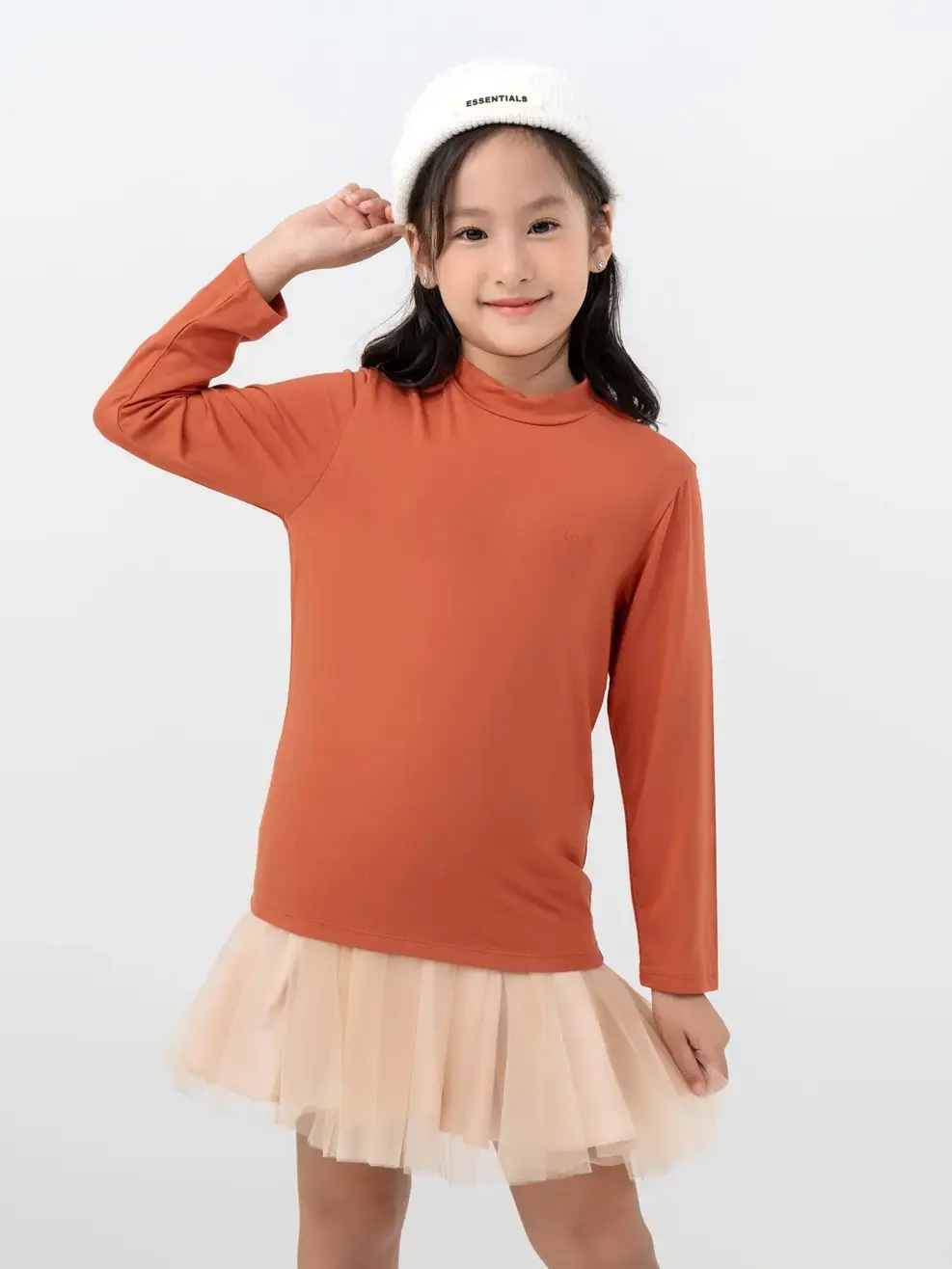 Áo Thun Trẻ Em Giữ Nhiệt Cổ 3cm - Cam - 2