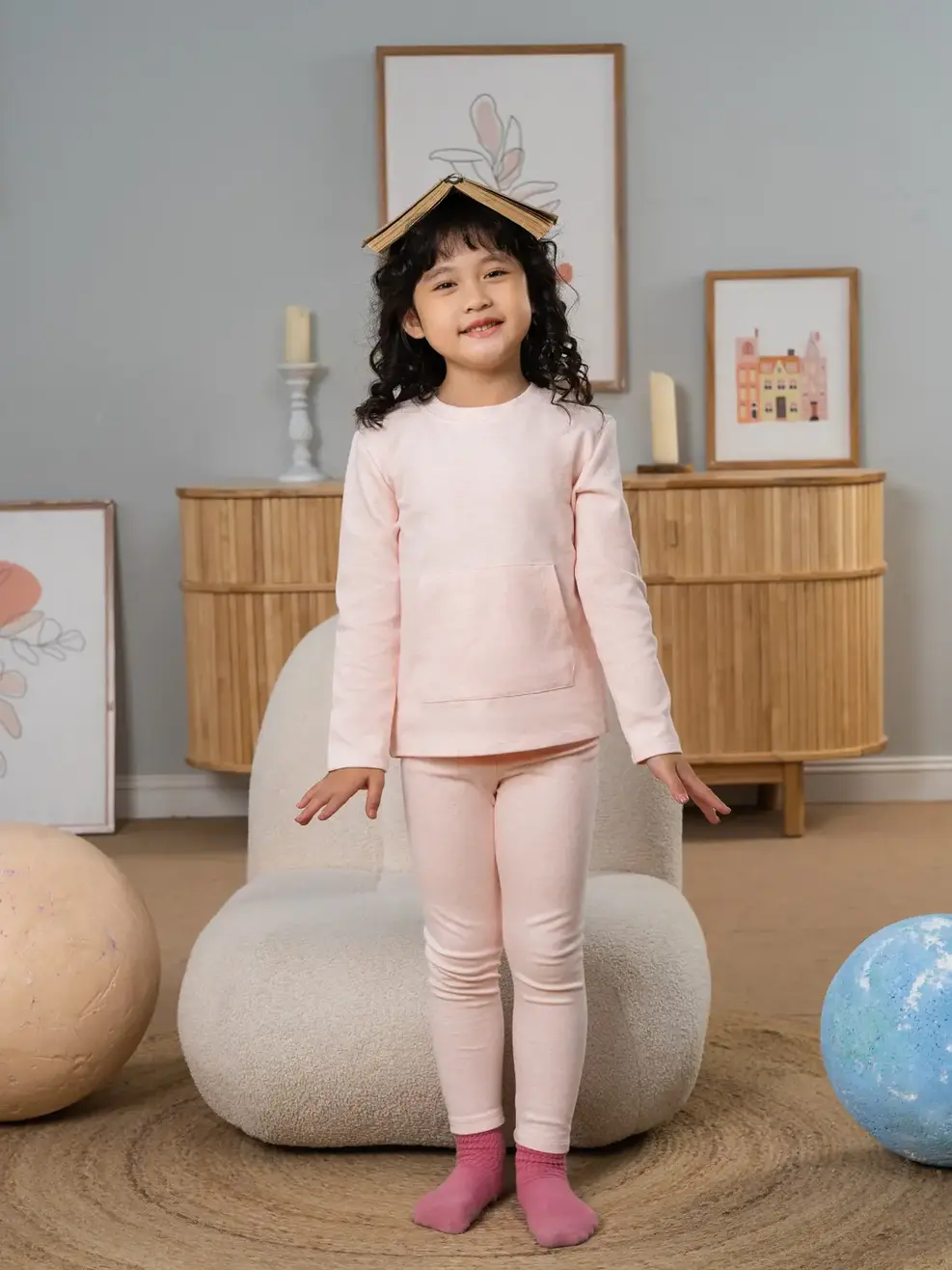 Bộ đồ kid trơn túi bụng - Hồng cam - 4