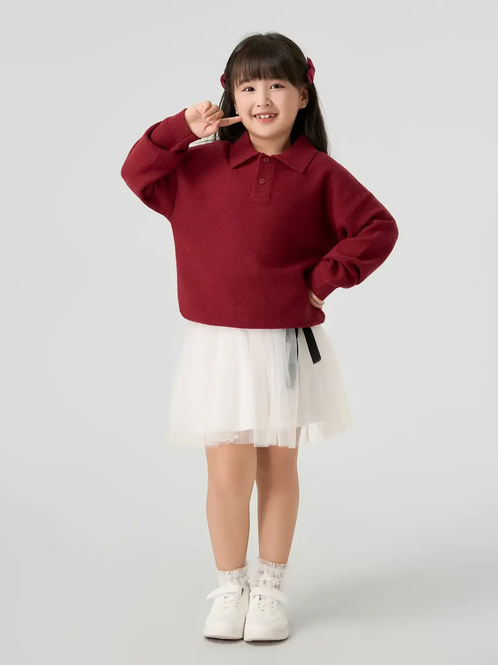 Áo Len Bé Trai Cổ Polo - ĐỎ 021 - 110