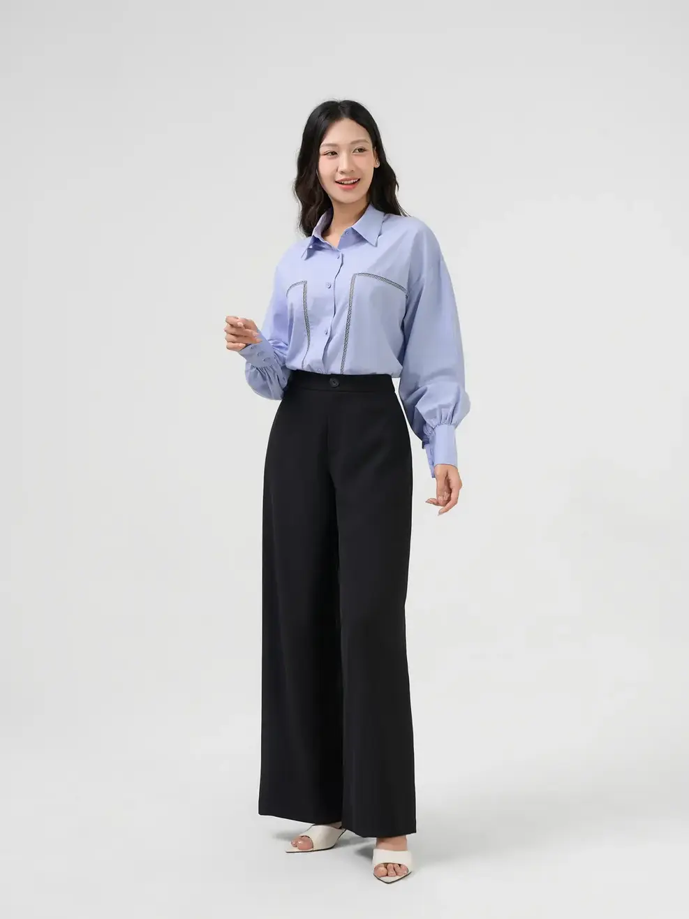 Quần Dài Wide Leg - Đen 001 - M