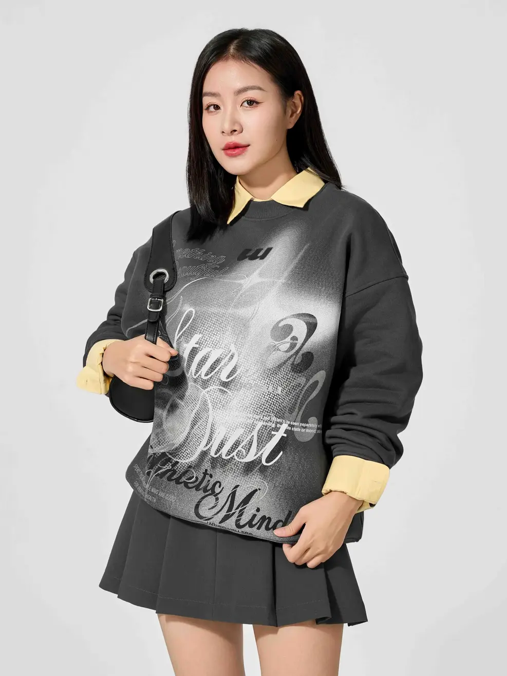 Sweater In Tràn - Ghi - 1