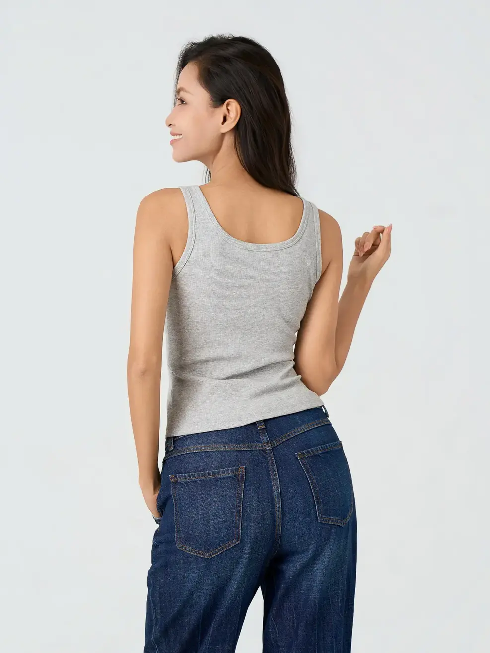 Áo Ba Lỗ Nữ Cài Nút Ngực - Phối Màu Xám 193 - S