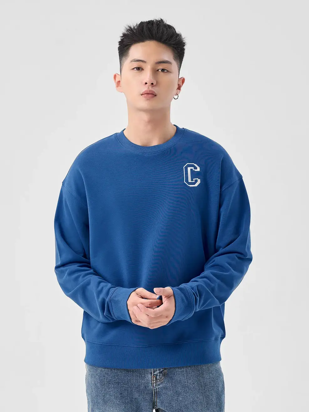Áo Yoguu Dài Tay Thêu Ngực Chữ C - Xanh đậm - 1