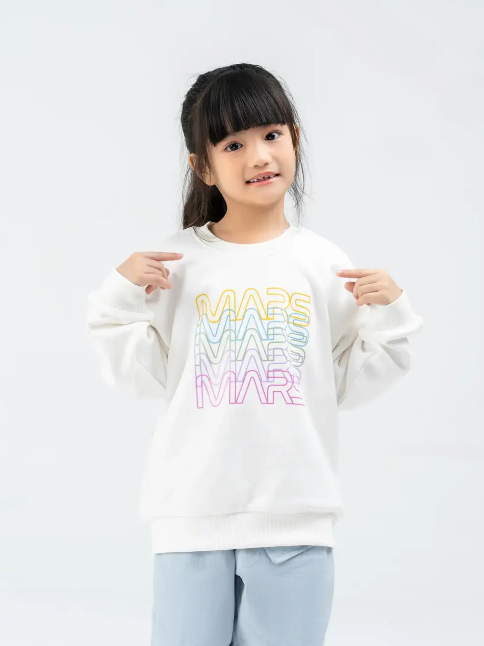 Áo nỉ trẻ em in MARS - Trắng - 2