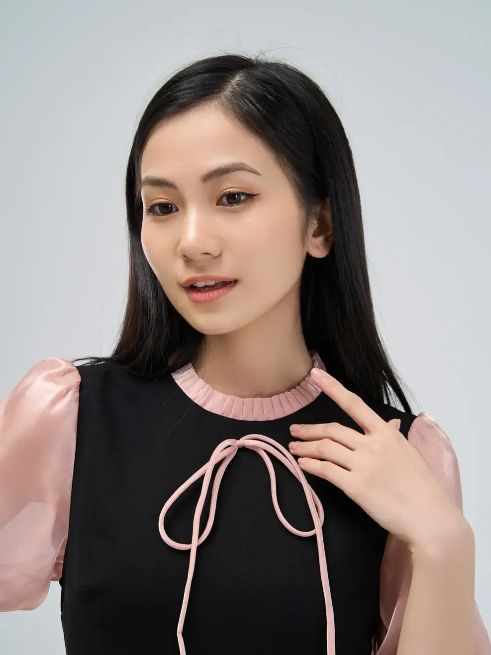 Đầm xòe phối tay - Cam - S