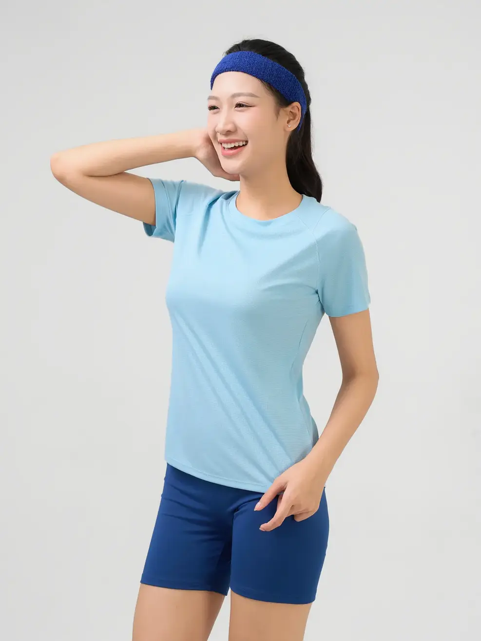 Áo Phông Thể Thao Siêu Nhẹ Đuôi Tôm - xanh trời 008 - S