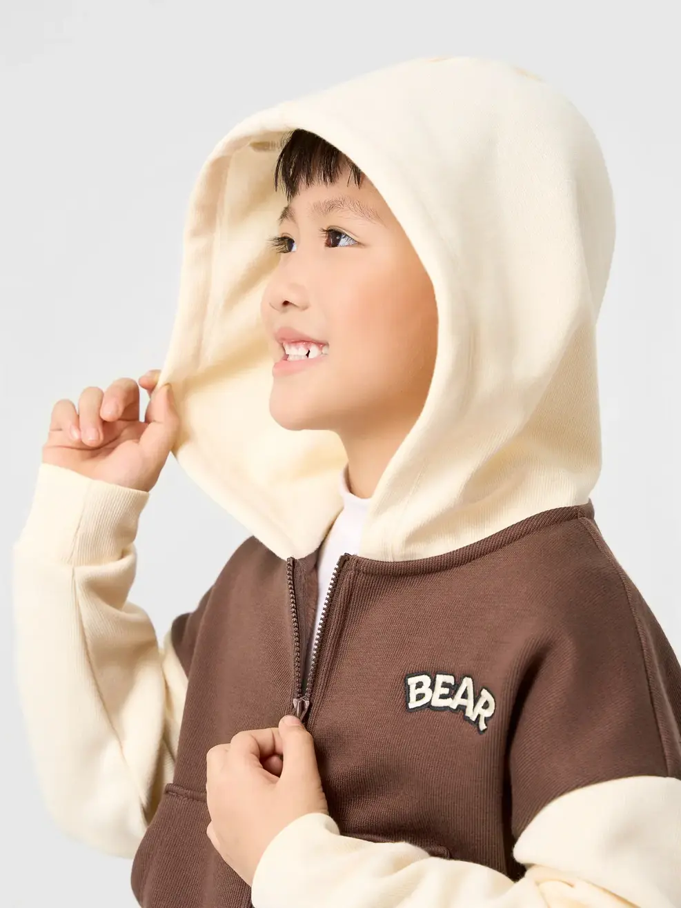 Áo Nỉ Mũ Kéo Khoá Bear - NÂU 093 - 104