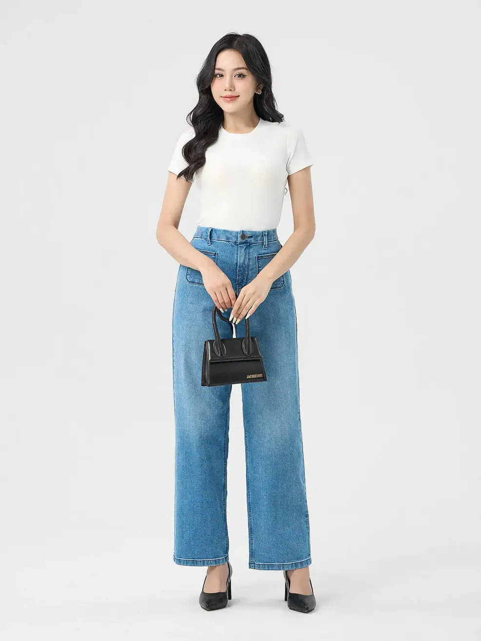 T-shirt Nữ Thun Rib Cơ Bản - Trắng - S