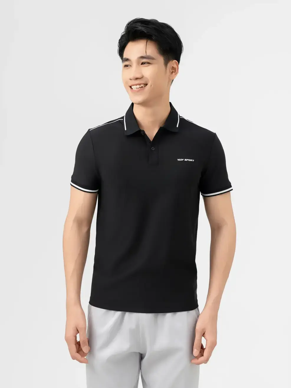 Áo Polo THỂ THAO NAM PHỐI LÉ NỔI BẬT ( SAM7017) - Đen 003 - M