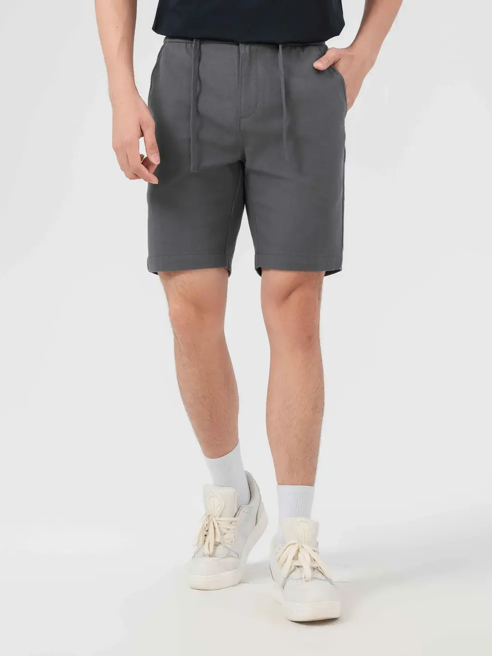 Quần Short Nam Đũi Cạp Chun - Xám - 29