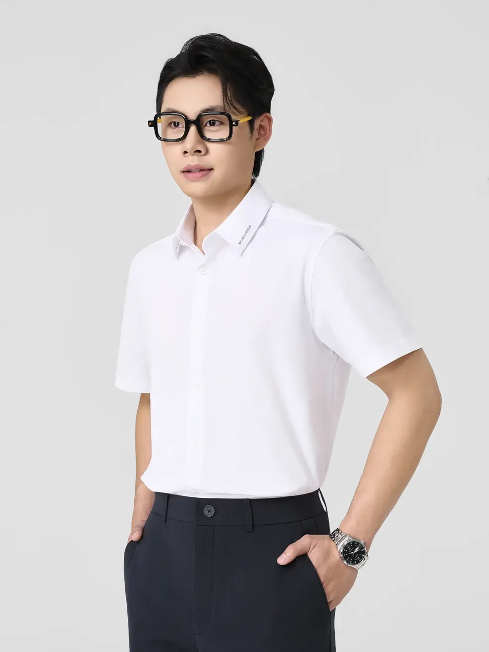 Áo Sơ-mi Ngắn Tay Cao Cấp Regular In Nổi - Trắng 016 - M