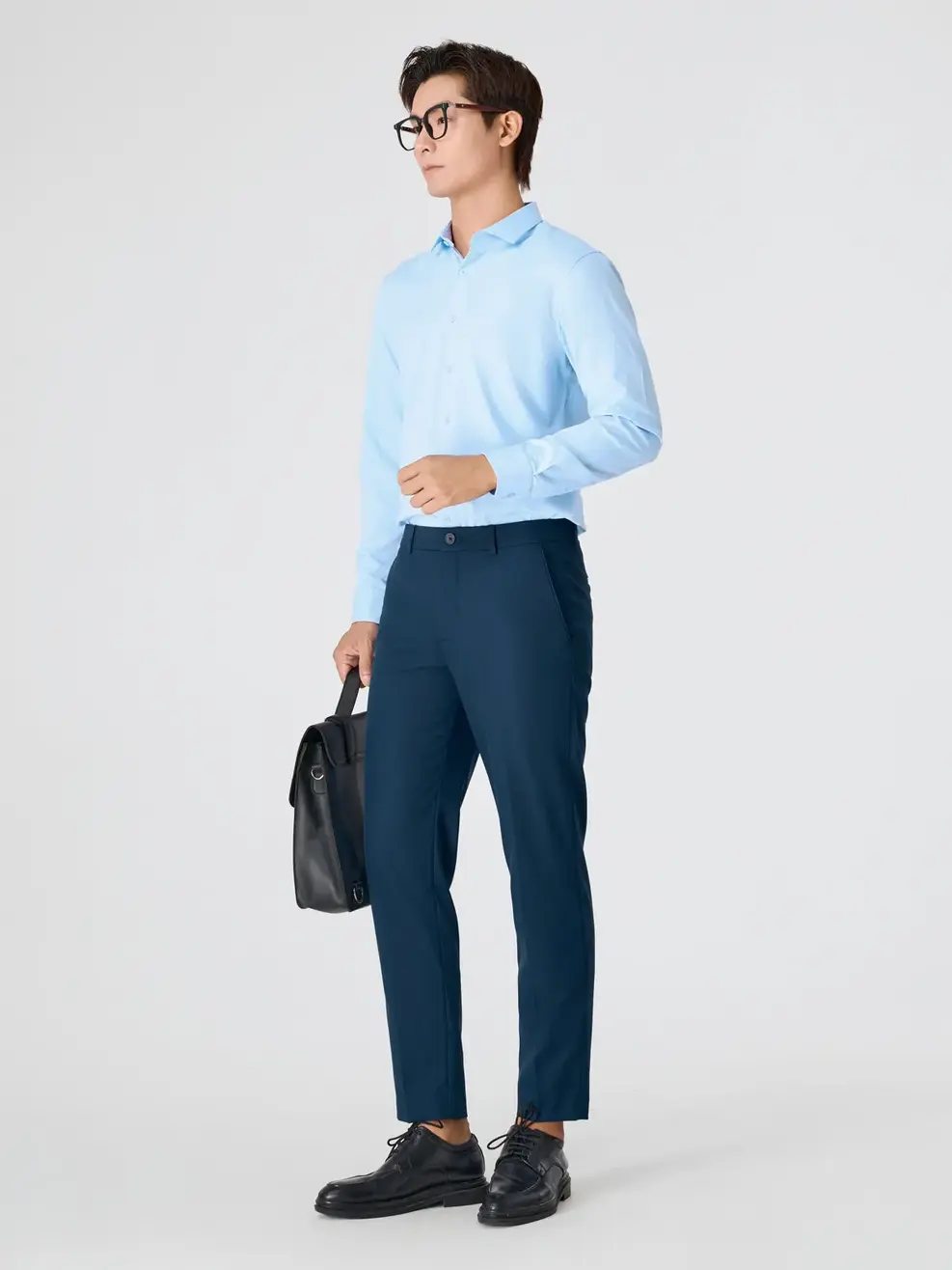 Áo Sơ-mi Nam Dài Tay Sợi Tre Quốc Dân - Xanh da trời 058 - M