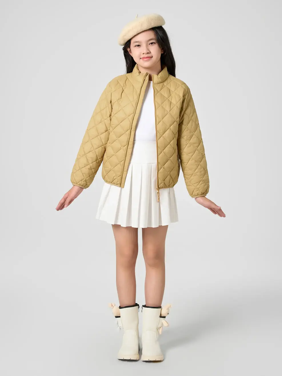 Áo Phao Kid Trần Trám Siêu Ấm - Vàng cát - 8-9