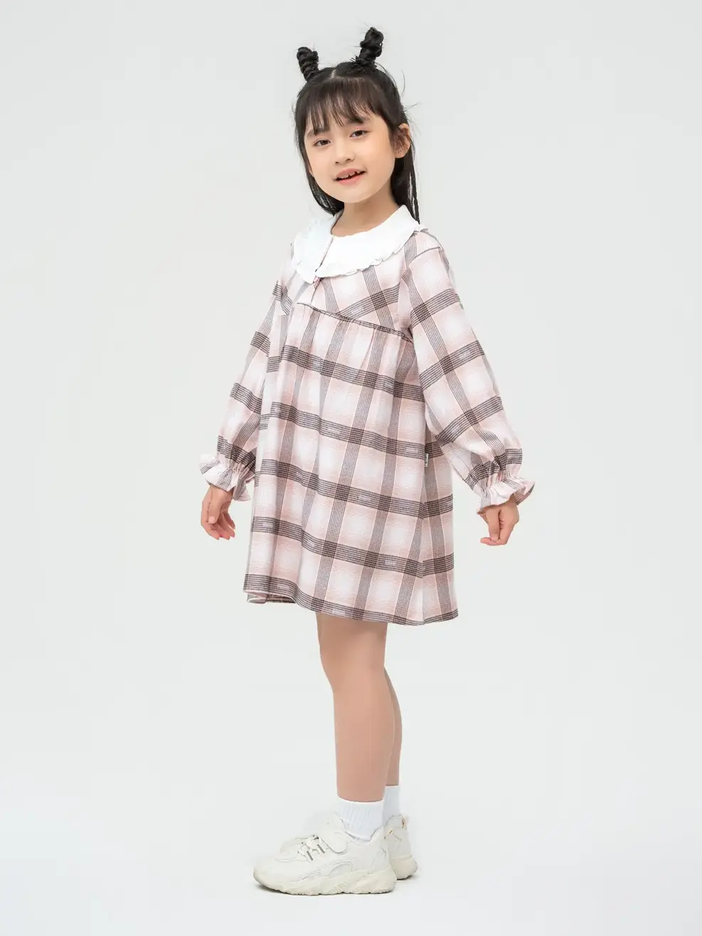 Váy Kid Nữ Phối Cổ Kẹp Bèo - Hồng - 2