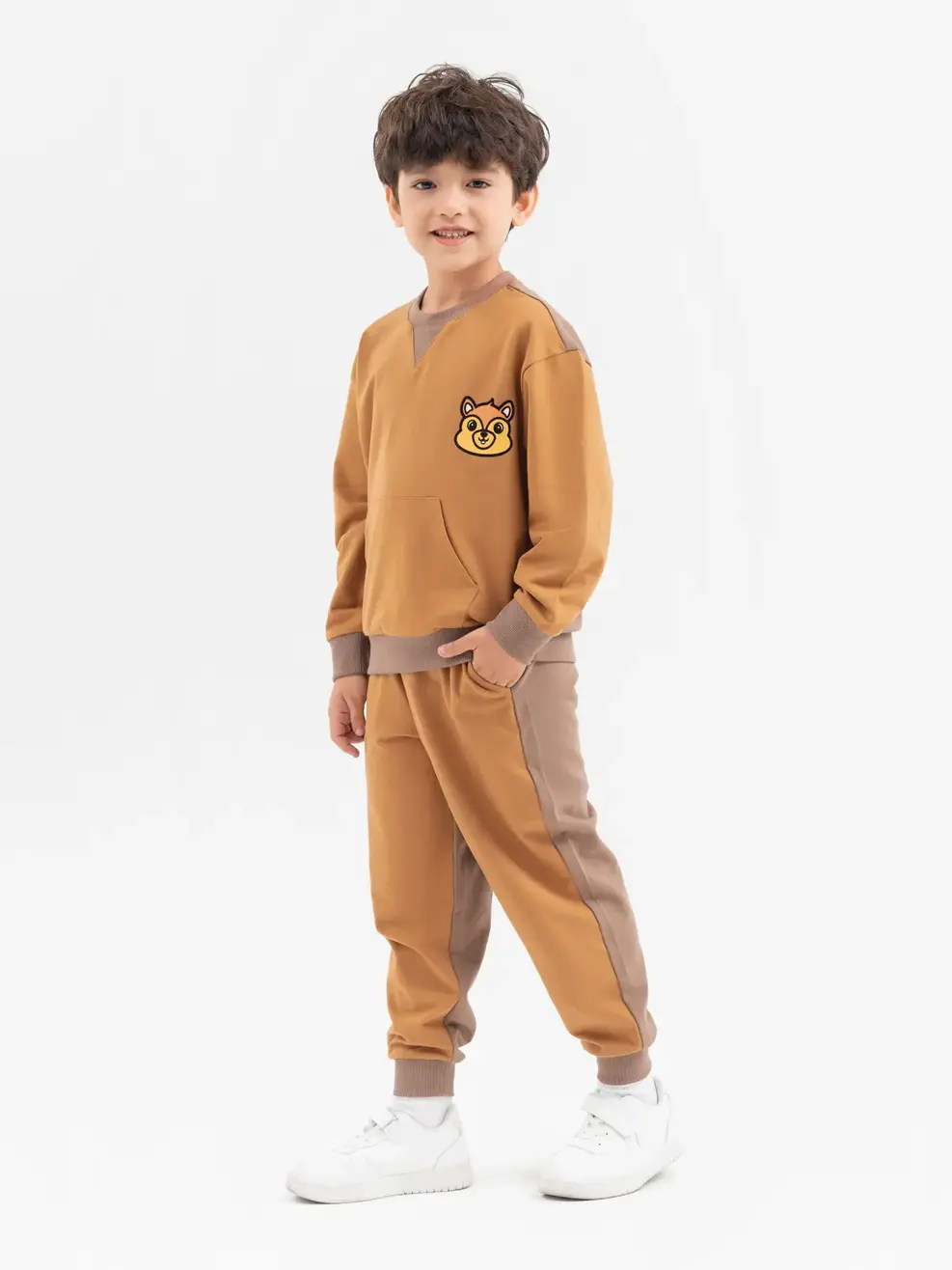 Bộ Đồ Thu Đông Kid Phối Màu Thân - Nâu - 4