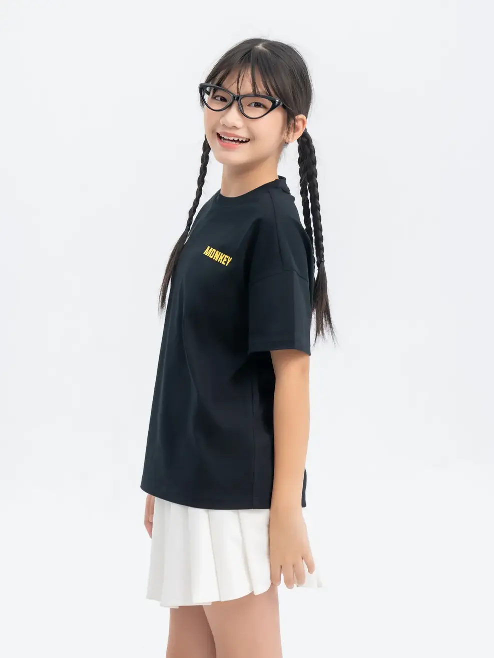 T-shirt Kid Lớn In Monkey - Đen - 10