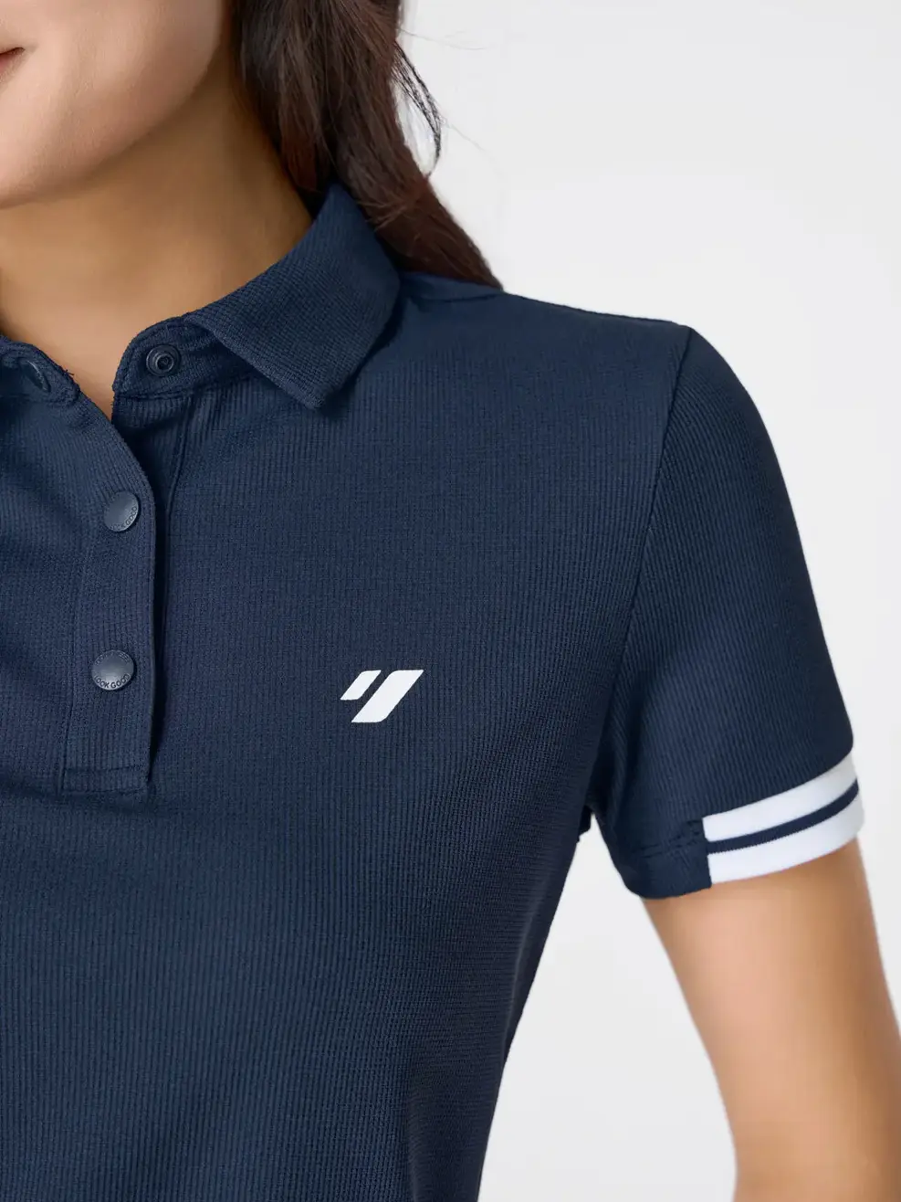 Áo Polo Nữ Thể Thao Phối Bo Tay - Navy 005 - S