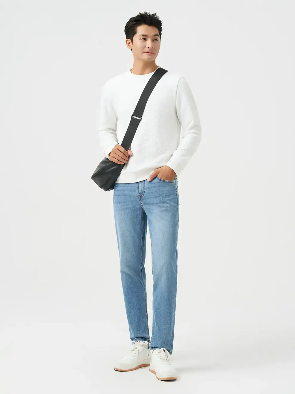 Quần Jeans Nam Baggy Mài Xước - Màu chàm 002 - 28