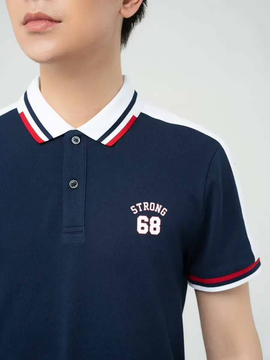 Polo Nam Cafe Phối Tay - Navy Phối Trắng 1 - M