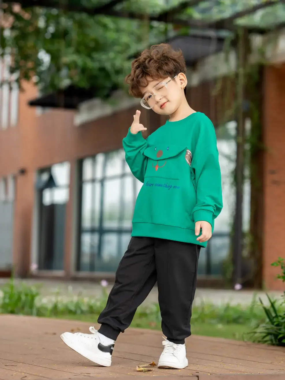 Quần nỉ trẻ em bổ thân - Đen - 4