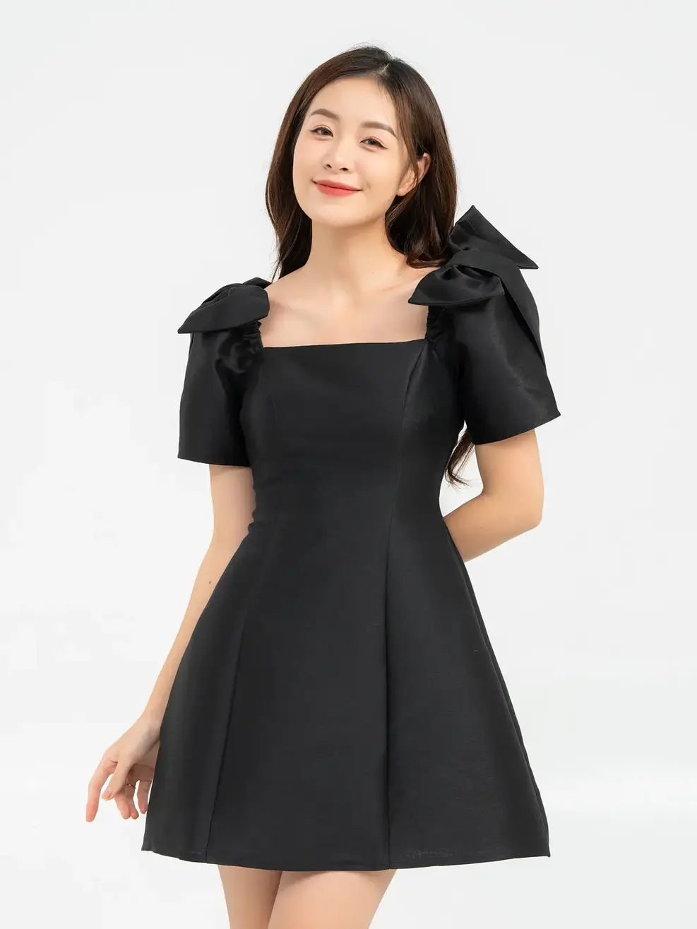 Đầm Tiệc Nữ Vai Nơ - Đen - M