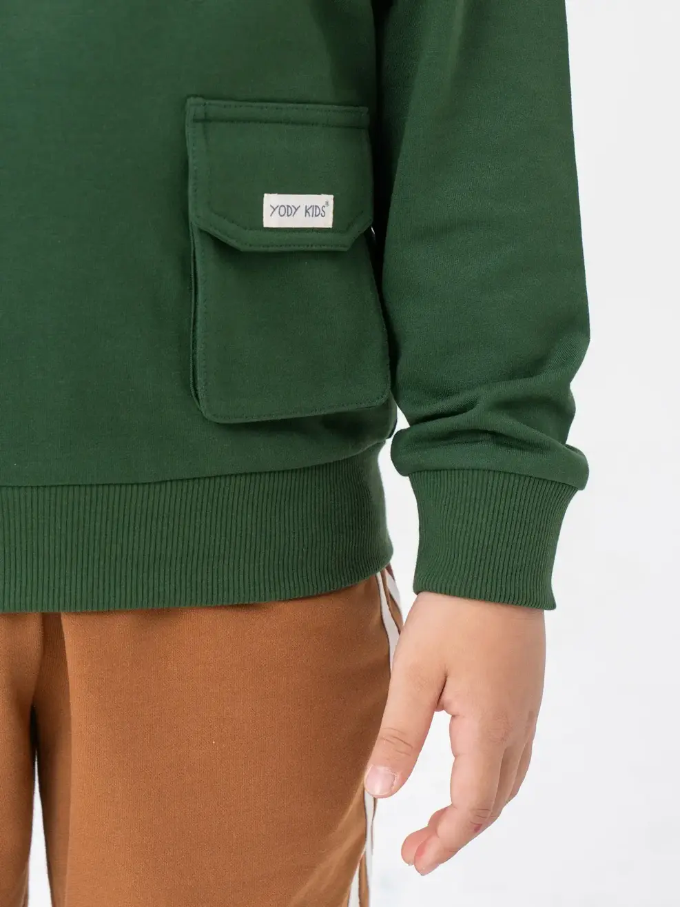 Áo Dài Tay Kid Hoodie Cổ Tròn Phối Túi - Xanh đậm - 6