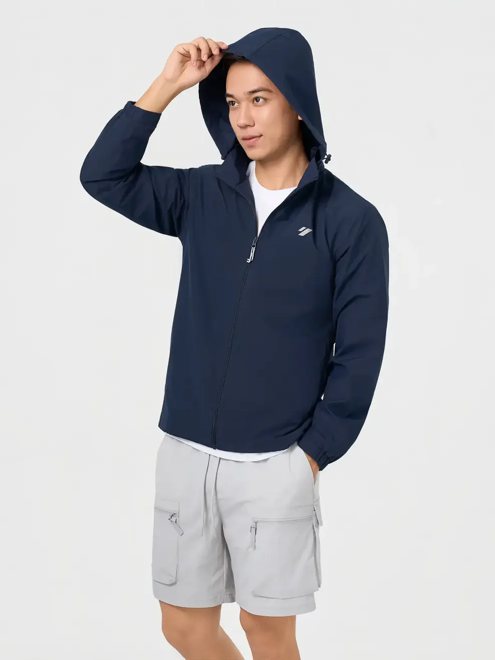 Áo Khoác Gió nam cơ bản phối dây dệt - Navy 001 - M