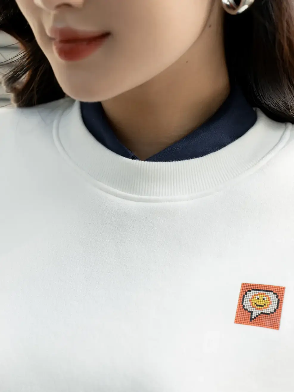 Áo thu đông nữ smile - Trắng - S