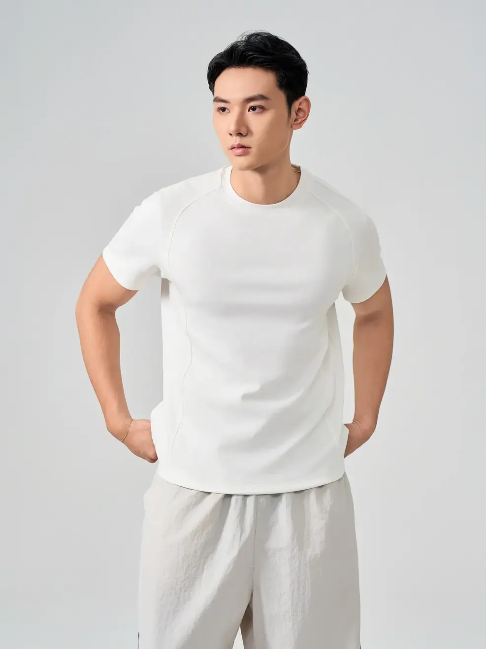 T-shirt Nam Regular Tay Raglan Giả - Trắng - M