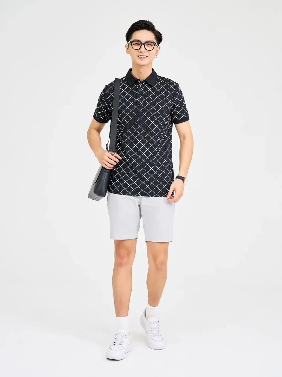 Polo Nam In Tràn Ngôi Sao - Đen - XL