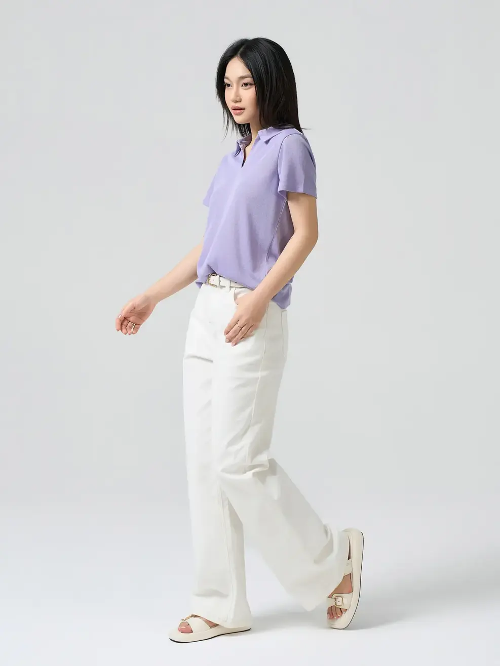 Áo Polo Dệt Họa Tiết - Màu tím 001 - M