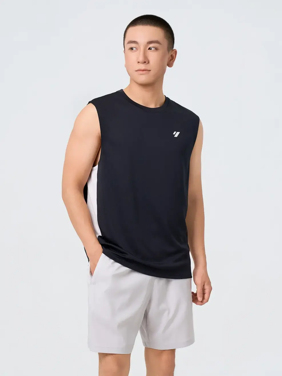 Áo Ba Lỗ Thể Thao Vai Chờm Phối Sườn - ĐEN 002 - M