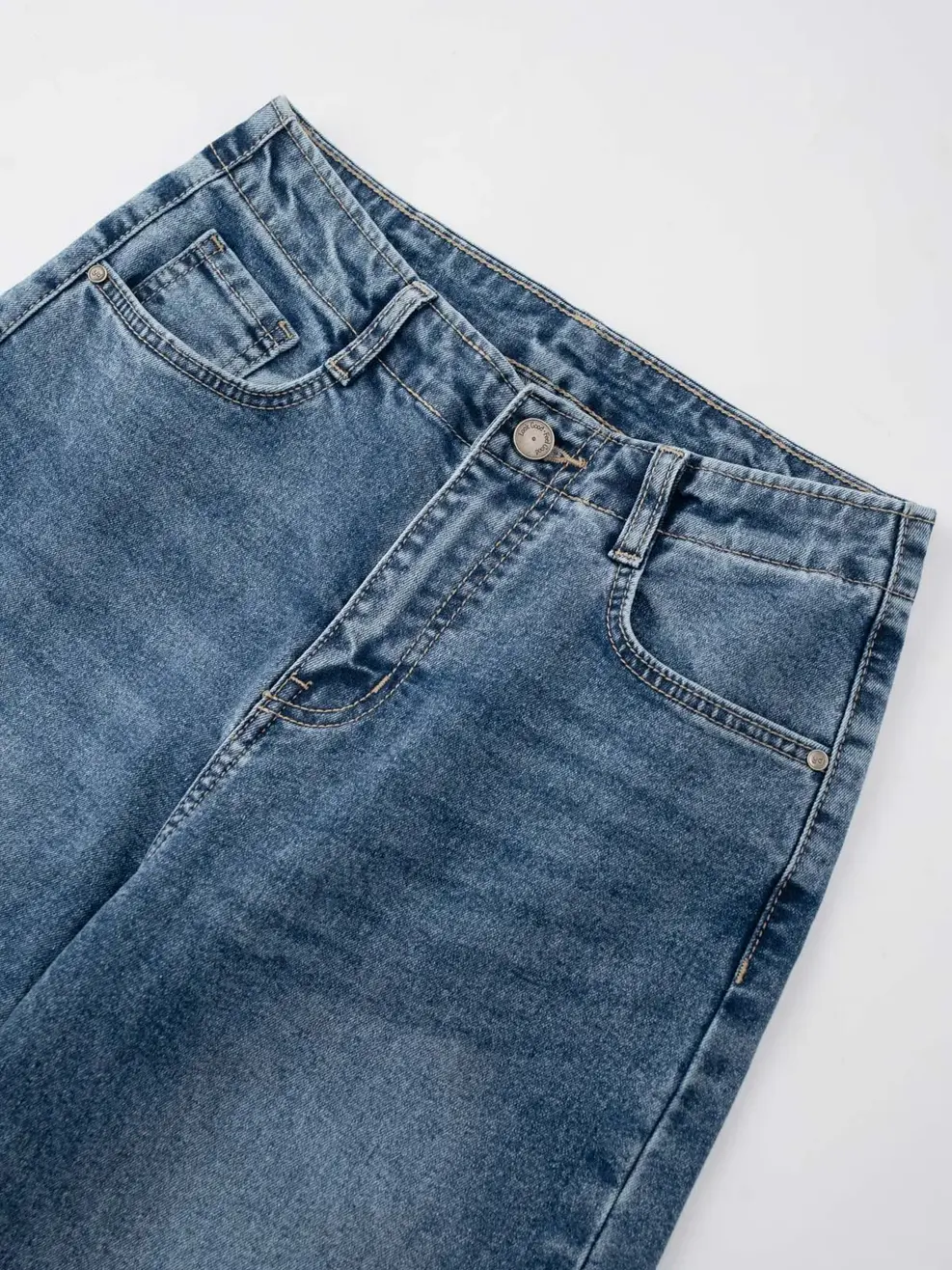 Quần Jeans Nữ Wide Leg Liền Cạp Chiết Ly - Màu chàm 001 - 26