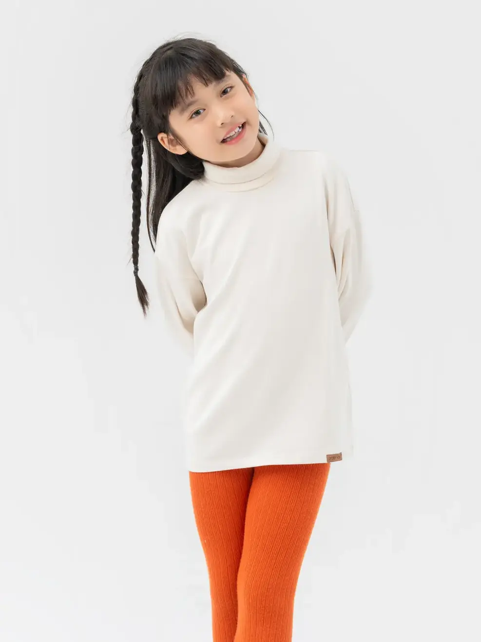 Áo Thun Trẻ Em Dài Tay Dáng Suông Cổ Lộ - Kem - 2