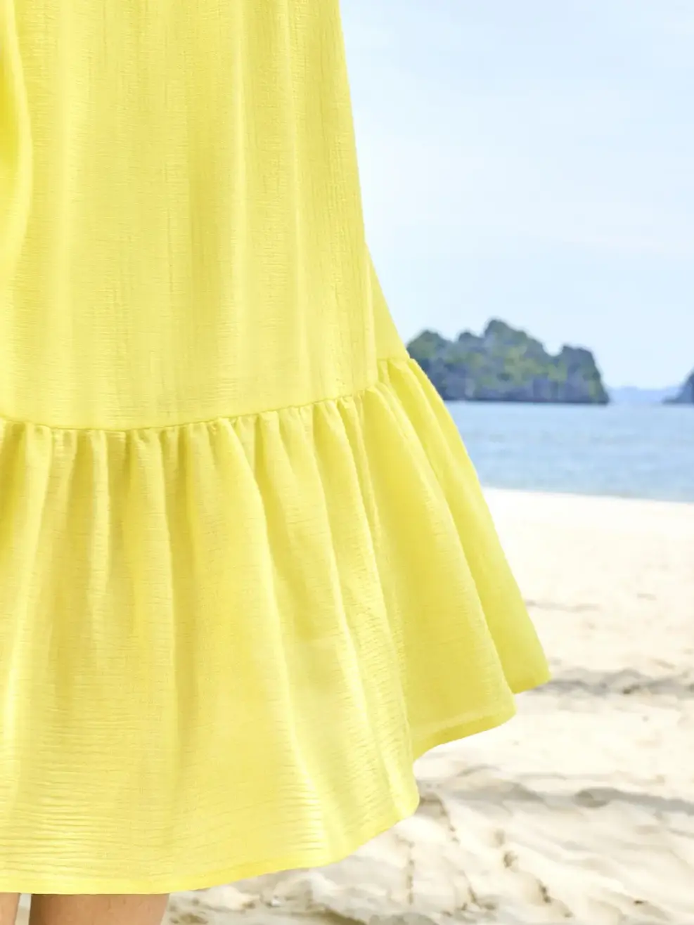Váy maxi trễ vai - Vàng - S