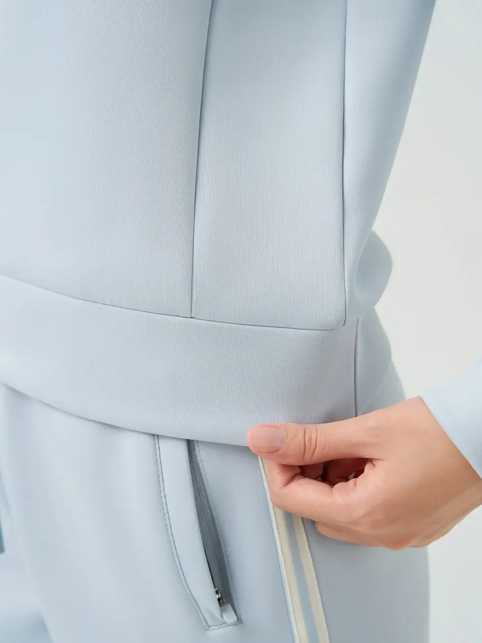 Bộ Đồ Double Face Cổ Tròn Phối Dây Dệt - Xám 193 - S