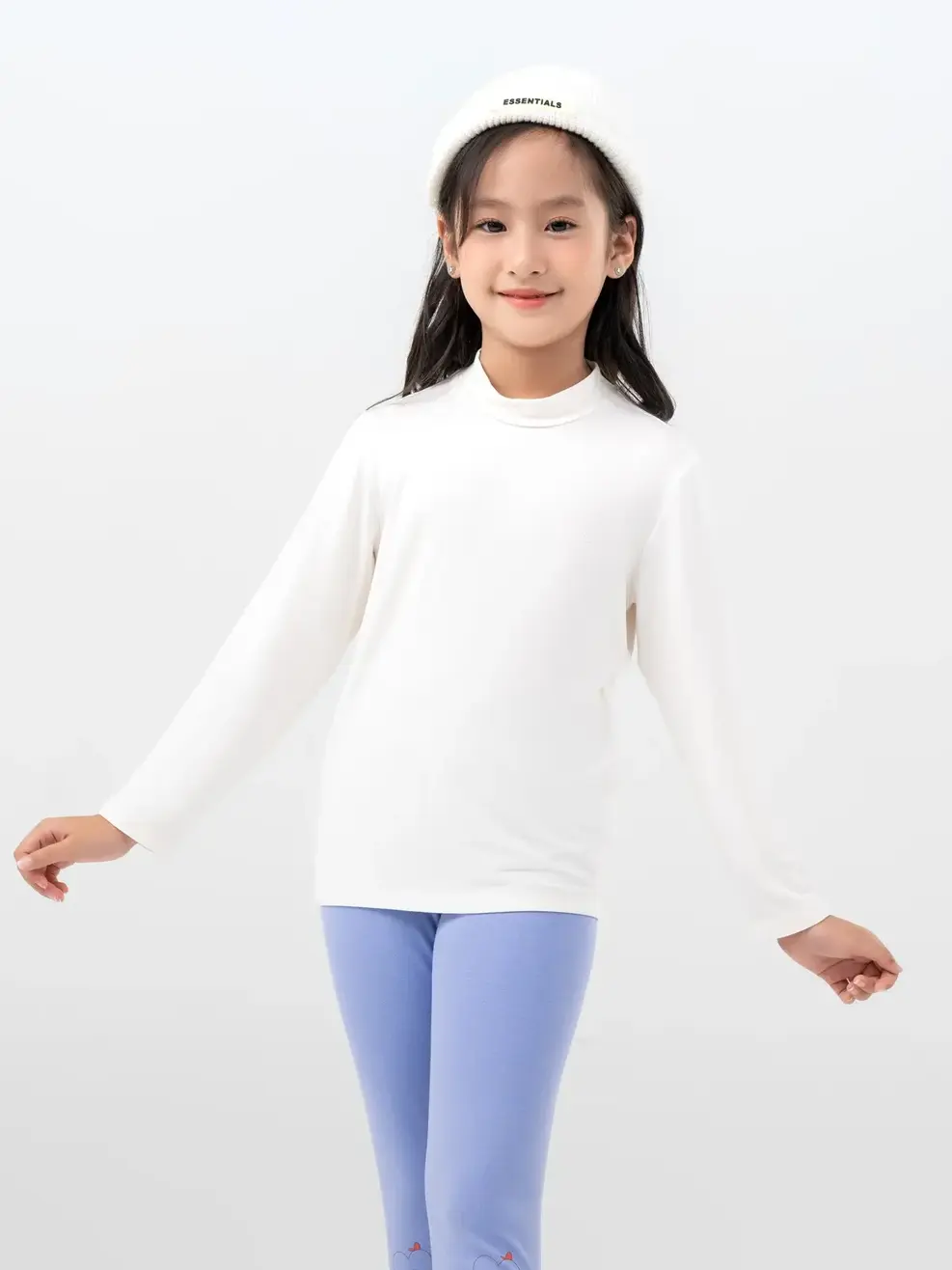 Áo Thun Trẻ Em Giữ Nhiệt Cổ 3cm - Trắng - 2