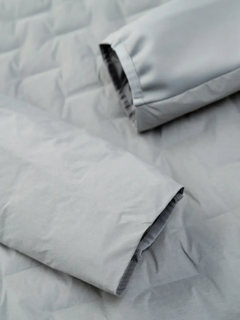 Phao Vip Lông Vũ Nam Ép Bonding Phối Nách - Ghi nhạt - M