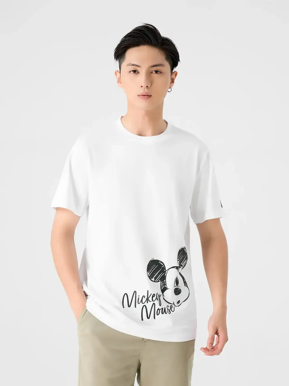 Áo Phông Nam In Mickey Mouse - Trắng - M