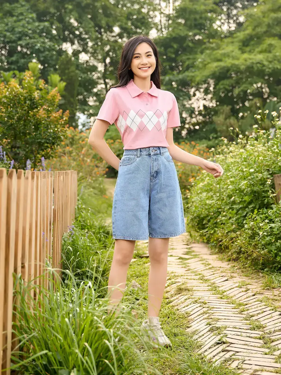 Quần Short Jeans Bermuda Lưng Cao (SJN3052) - Màu chàm 003 - 26