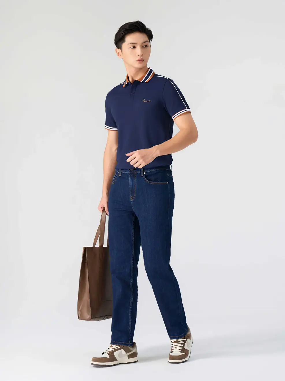 Quần Jeans Nam Regular Scafe Thêu Túi - Xanh đậm - 28