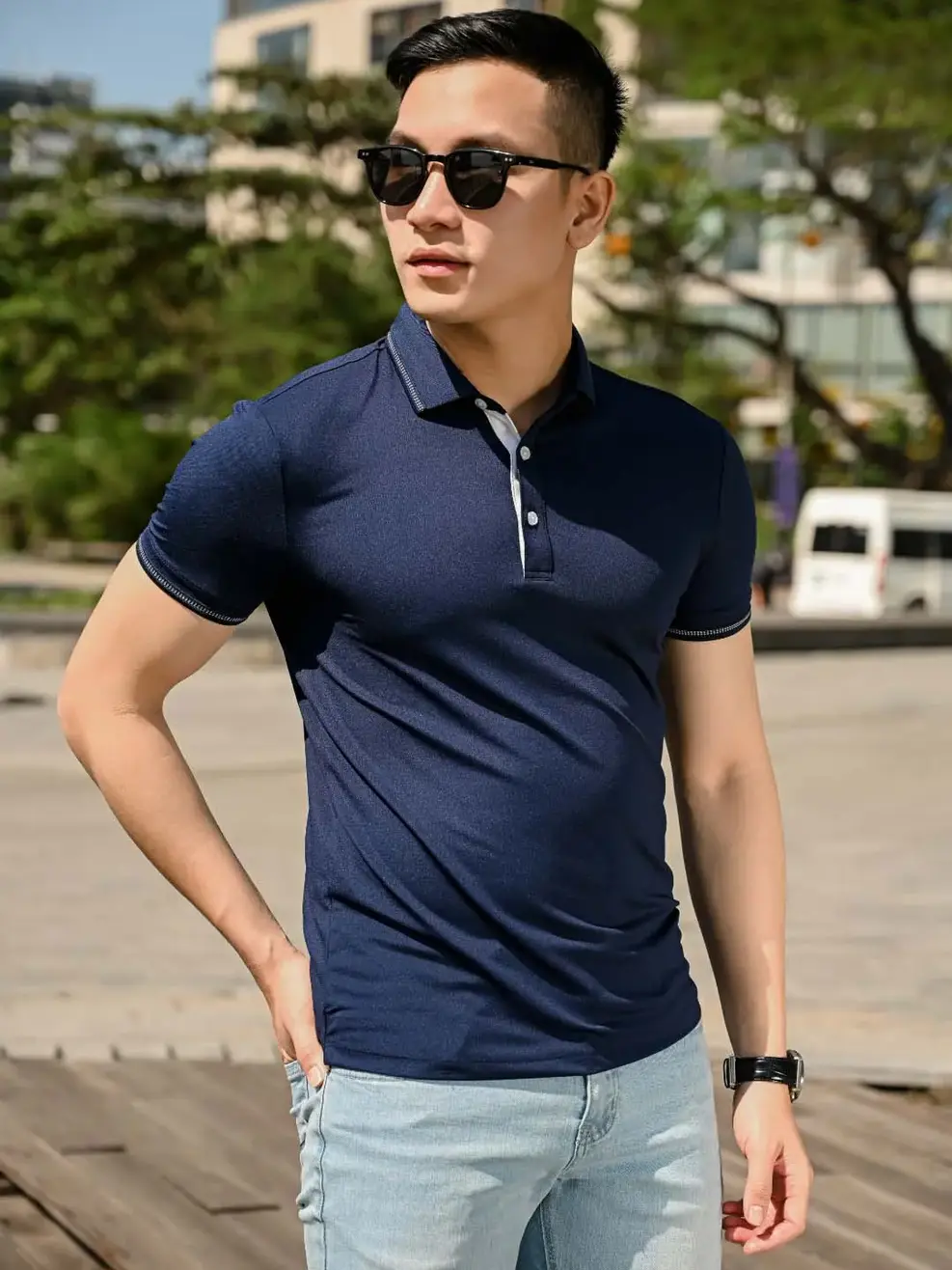 Áo polo nam Coolmax - Tím than - S